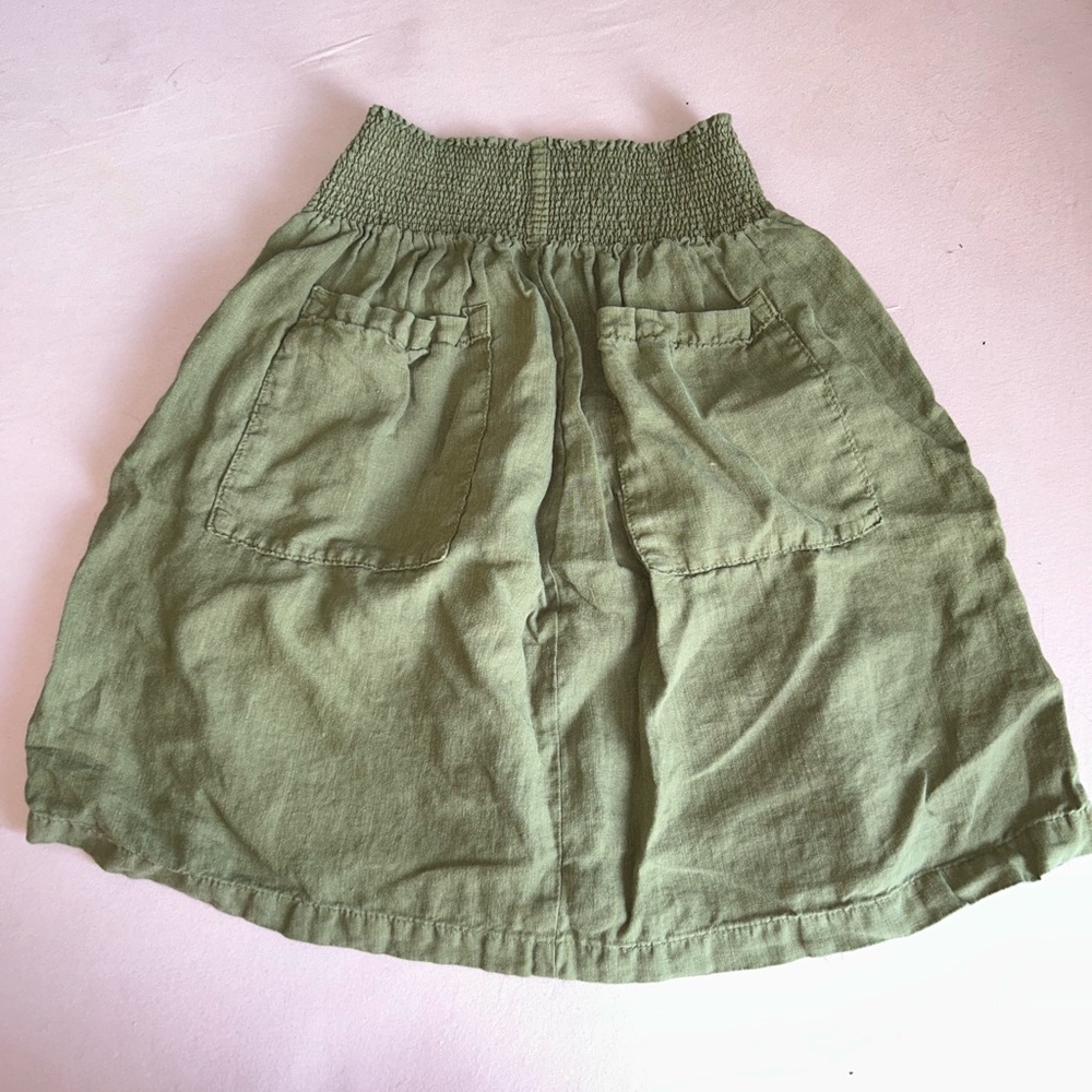 Wrap London Green Smocked A-Line Knee-Length Skirt - Picture 2 of 6